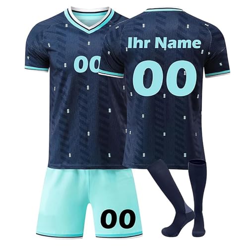 Generisch WM 2026 Fußball Trikot Personalisiert mit Eigenem Namen/Nummer für Herren/Kinder WM Fussball Set Inklusive Trikot, Shorts und Socken Football kostüm Blau Generisch WM 2026 Fußball Trikot Personalisiert mit Eigenem Namen/Nummer für Herren/Kinder WM Fussball Set Inklusive Trikot, Shorts und Socken Football kostüm Blau