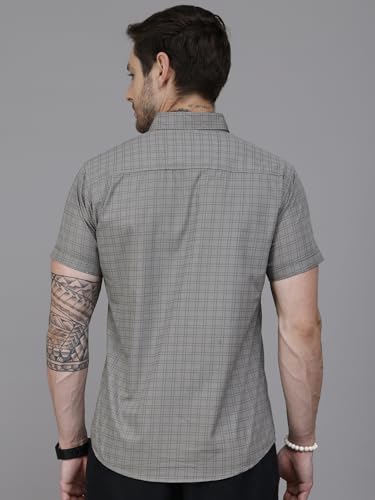 Image of Majestic Man Slim Fit Pure Cotton Half Sleeve Checked Casual Shirt