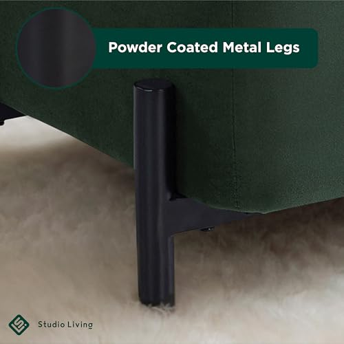 Studio Living Connor 24” Small Storage Ottoman with Reversible Tray Lid, Velvet Upholstered Footrest & Accent Bench, Hidden Storage, Metal Legs, Modern Boho Design, Green by Studio Living - Image 9