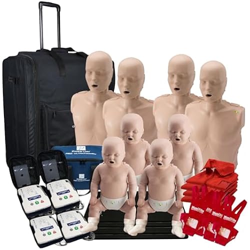 MCR Medical CPR Manikin/AED Training Kit, 4 Adult/4 Infant, Medium Tone