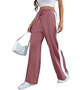Bellcoco Wide Leg Sweatpants Women High Waisted Baggy Sweat Pants Active Striped Track Pants with...