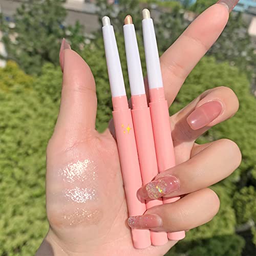 Newbang 4Pcs White Eyeshadow Pencil,Glitter Shimmer Matte Hypoallergenic Eyeshadow Pen,Neutral Cream Eye Shadow Stick,Long Lasting Waterproof Lying Silkworm Brightening Pen Set #TOP6