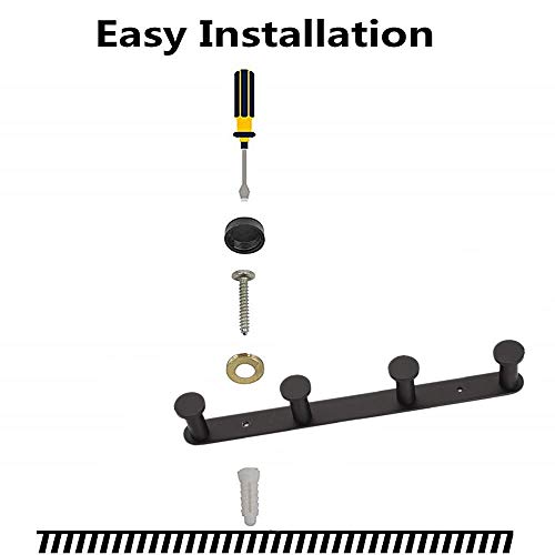 Bigbig Home Black Towel Hook, Bathroom Wall Hook Rack With 4 Hooks Matte Bedroom Coat Hook Kitchen Robe Hanger Wall Mount #TOP5