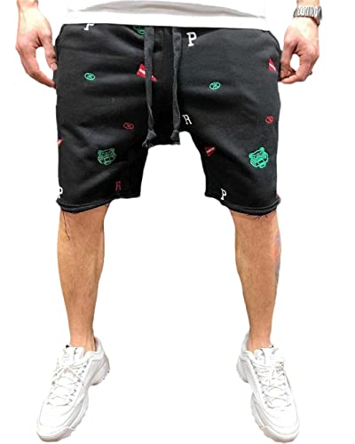Short cargo décontracté pour homme noir AXEBHPED en coton léger taille M