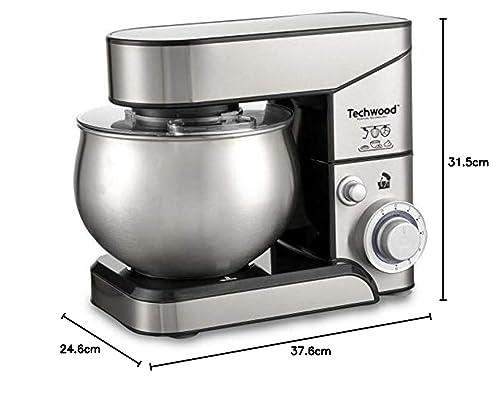Techwood TRO-1050, Robot de repostería multifunción con cuenco de acero (5 L, 1000 W, acero inoxidable)
