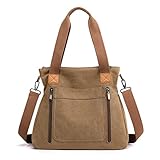 Bolsa Feminina Lona Vintage Bolsa De Ombro Casual Uso Diário Bolsa Feminina De Ombro Bolsa De Mão Com AjustáVel Alça De Ombro (Marrom)