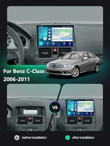 Estéreo de automóvil para Benz C Class 2006-2011, pantalla con Android Auto y Bluetooth 2