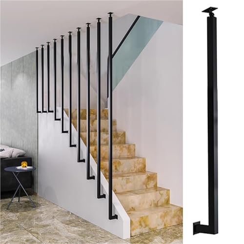 Ringhiera Vetro scale interne esterni Regolabile Balaustre a Fuso, Personalizzabile Scala Colonna Parapetto con Staffa Regolabile ad Angolo, Design a Tubo Quadrato Montaggio Laterale(10cm/3.9in/0.32ft