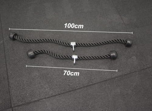Foto von POWER-XTREME Kabelzuggriff | Trizeps-Seil | Trizeps-Tau | 70cm | 100cm | mit Drehgelenk | Bizeps-Seil | Zugseil | Zughilfe | Seil für Zugübungen | Kabelzug | Seilzug | Latzug