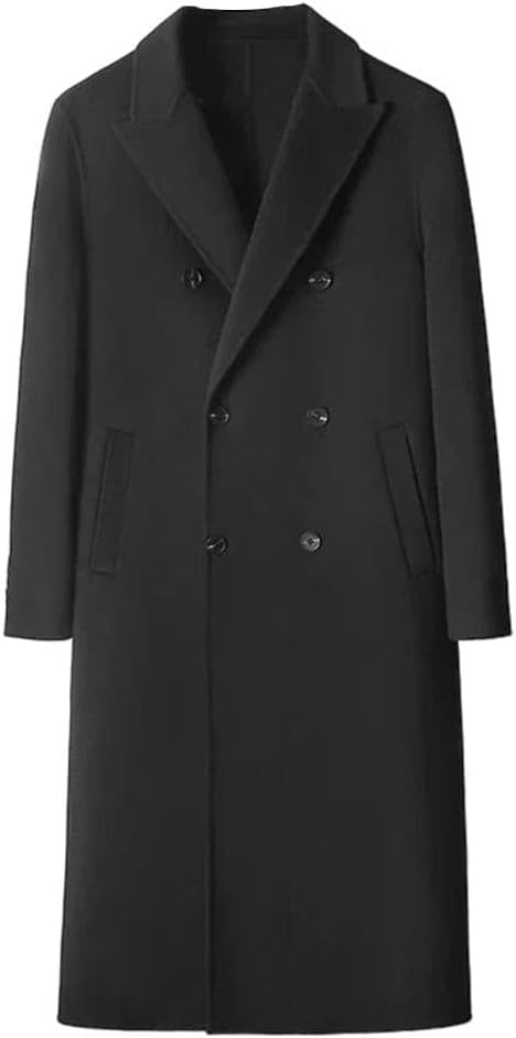 Men's Long Wool Double-Breasted Woolen Coat Jacket Winter Thick Double-Sided Cashmere Coat