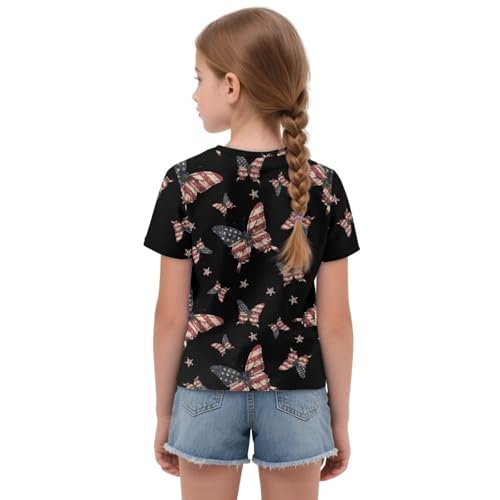 Girls Tie Knot Front T-Shirt Casual Cute Summer Short Sleeves Loose Crewneck Tops Age 5-12 Years for Summer2