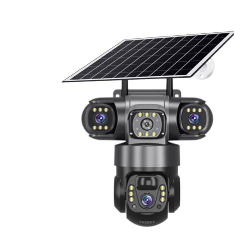 KVBRUI Cámara Solar 4G de 12 MP, 6K, 3 Lentes, CCTV for Exteriores, Impermeable, visión Nocturna, intercomunicador bidireccional, V380 Pro, cámara IP de Seguimiento móvil(4G Camera)