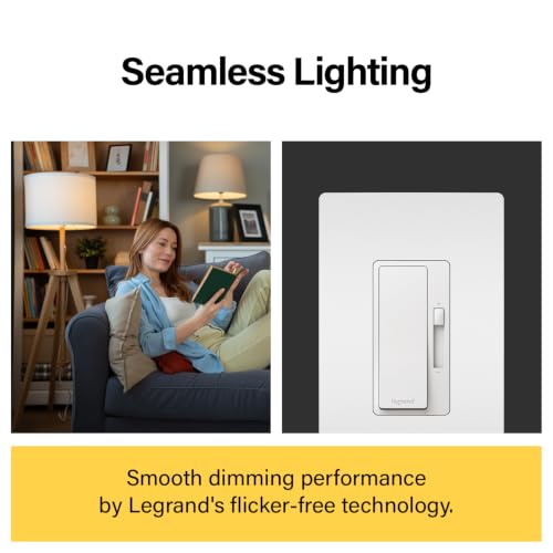 Image of Legrand Radiant 150W LED Dimmer Light Switch 3-Way Rocker White 1 Pack