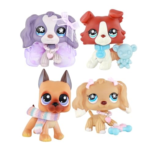 Mini Pet Old Toys Cocker Spaniel Set #1209#748 Great Dane #244 and Collie #1542 and Accessories for lps Action Figures Animal Toy and Accessories for Kids Gift