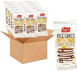 Rice Cakes Covered with Dark Chocolate, Dairy Free, Gluten Free, Kosher, Low Calorie Snacks, 3.1 oz, Pack of 16