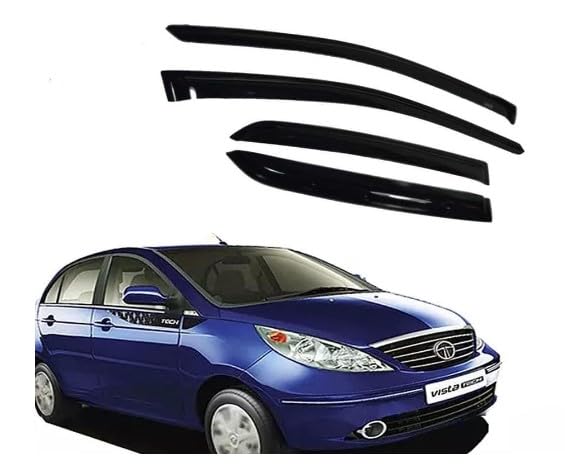 Tata Indica Vista (Year: 2008 Onward) Door Visor Side Window Wind rain Deflector - Black Color-image-18