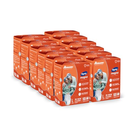 Image of DIGNITY Magna Pant Style Adult Diapers - L (120 Pieces) With Wetness Indicator and Leakage Protection Upto 8-10 Hrs.