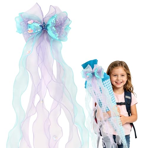Schultütenschleife 60x20 cm Organza-Schleife mit Schmetterling für Zuckertüte Einschulungsdeko für Mädchen & Jungen Fertigschleife für Schulanfang & Geschenkbox