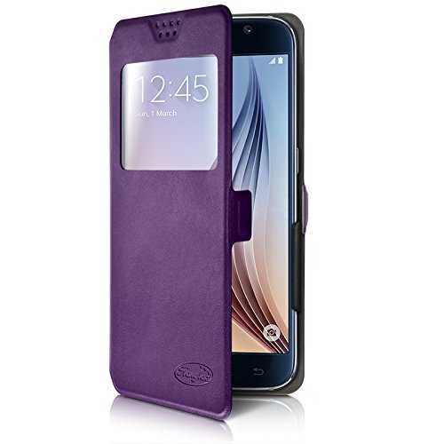 Seluxion - Etui S-View Universel M Couleur Violet pour Echo Smart 4G