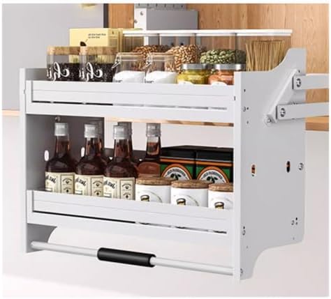Adjustable Pull Down Shelf Organizer for Cabinets - 22" Height & 12" Depth, Kitchen Storage Solution for Easy Access & Space Efficiency, Perfect for Home Organization