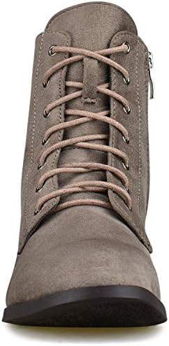 Women Ankle Boots Low Heel Fashion Bootie Lace Up Casual Shoes FK04 (Taupe-01, numeric_8_point_5) | Image 4