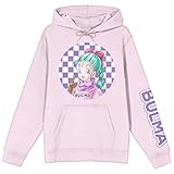 Bioworld Dragon Ball Z Classic Bulma With Checkered Background Women's Pink Graphic Hoodie-Large