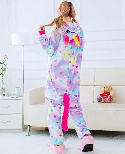 Pijama Importado Unicórnio Estrelinha Kigurumi Peludo Rápido Tamanho: G; Cor: Roxo