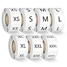 3500 Pcs 7 Sizes 7/8 Inch Clothing Size Stickers Labels Rolls, Labelchoice Black Round Self Adhesive Apparel Size Labels Stickers for Clothing T Shirts Trousers Skirt Retail (XS,S,M,L,XL,XXL,XXXL)