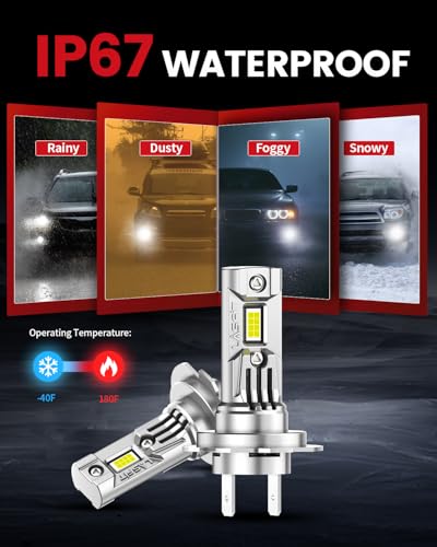 Image of LASFIT BEAM H7 Light Bulbs, 2025 Upgrade Super Bright 6000K Cool White Fog Light Bulbs, No Adapter Required, Real 1:1 Mini Size with Cooling Fan, Plug and Play Non-Polarity, Pack of 2