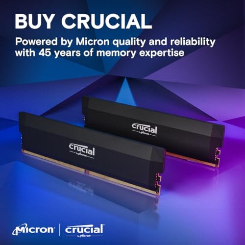 Crucial Pro DDR5 RAM 32GB Kit (2x16GB) 6000MHz CL36, Overclocking Gaming, Intel XMP 3.0 / AMD EXPO, PC Bilgisayar Belleği 32GB DDR5, Siyah - CP2K16G60C36U5B - Görsel 8