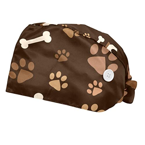 Chapeaux de Travail Empreintes et os de Chien pour Toiletteur et Vétérinaire 2 PCS