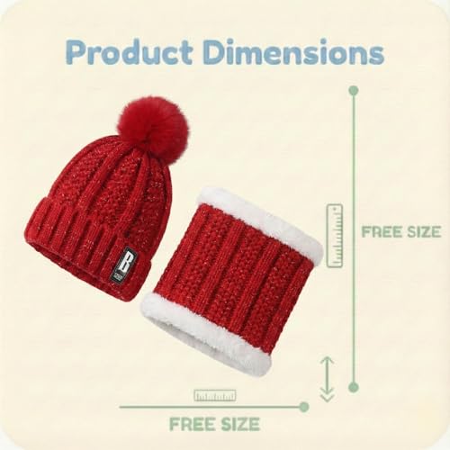 Image of Kraptick Women's Winter Beanie Cap and Scarf Set with Soft Fleece Lining, Thick Cable Knit Woolen Cap for Ladies & Neck Warmer for Extreme Cold Stylish Pom Pom Hat & Scarf Set -7