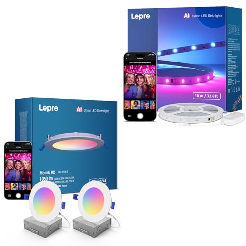Lepro Bundle-R2 AI Smart LED Canless Light 6 Inch y Tira LED 32.8ft miniatura 1