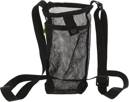 Vayfoni 1PC Water Bottle Holder - Bottle Carrier Bag - Mesh Water Bottle Pouch with Adjustable Strap - for Hiking Camping Walking Gym (Black)