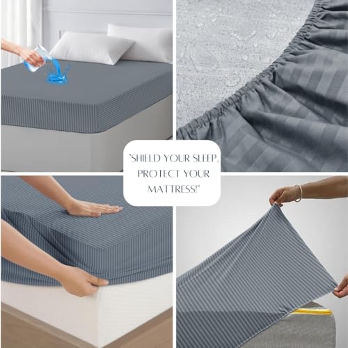 Image of BSB HOME Premium Cotton Water-Resistant Mattress Protector with All Round Elastic Fitted- Breathable, Noiseless, Bed Cover, Hypoallergenic & Washable - (78 x 72 + 10 Inches, Color- Grey)
