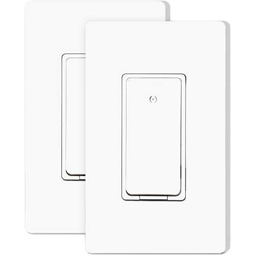 Smart Light Switch, Single Pole 2.4Ghz Wi-Fi, Work with Alexa and Google Assistant for Voice Control, Smart Life/Tuya APP Remote Control, No Hub Required, NEED Neutral Wire, 10A, ETL&FCC Listed