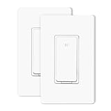 Smart Light Switch&comma; Single Pole 2&period;4Ghz Wi-Fi&comma; Work with Alexa and Google Assistant for Voice Control&comma; Smart Life&sol;Tuya APP Remote Control&comma; No Hub Required&comma; NEED Neutral Wire&comma; 10A&comma; ETL&FCC Listed