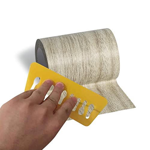 1Pc Wood Grain Tape - Wood Duck Tape 16 Feet/Roll - Realistic Wood Textured Furniture Repair - Grain Repair For Tables, Chairs, Baseboards, Windows, Floors, Home Decorative Light Grey Wood Color #TOP1