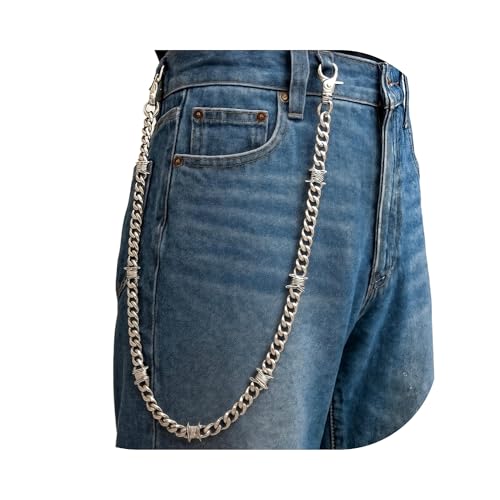Pants Chain Belt for Women Men Wallet Bag Unisex Trouser Chunky Silver Knotted Jean Accessories Punk Goth Y2K Streetwear Hip Hop Mental Fashion - Silver