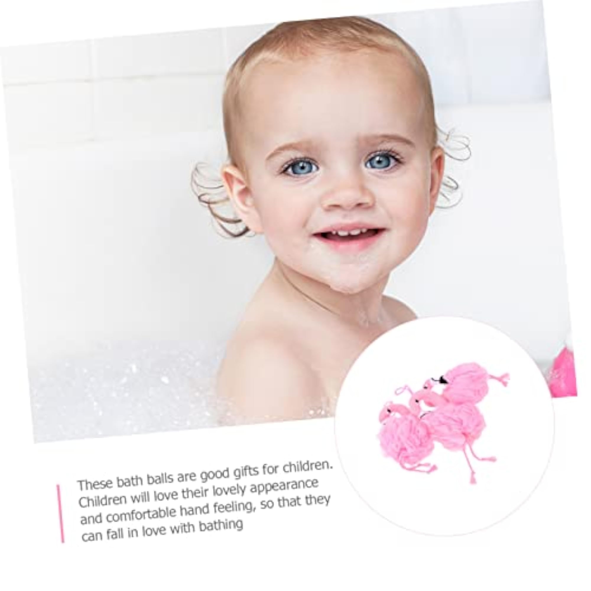 3pcs Baby Loofah Bath Sponge Flamingo Pink