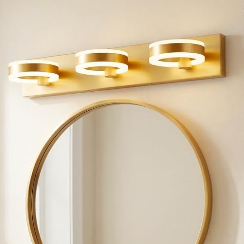 PHIXART LED Bathroom Light Fixtures, 24inch Gold Vanity Lights, Modern 3 Light Acrylic Wall Sconces, 350° Rotatable Wall Lighting Fixture Over Mirror by PHIXART - Used condition - US$36.62