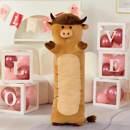 Tezituor 43" Highland Cow Stuffed Animal, Long Cow Body Pillow Gift for Kid by Tezituor - Used condition - Image 4