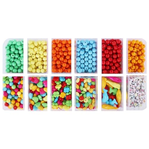 Image of Ambitieux Bracelet Making Craft Kit 12 Types Of Colorful 900+ Pcs Of Plastic Beads With Elastic, Jute Bag And Thread Cutter - Perfect For Crafting (Colorfull With 8 Mm, Multicolor)