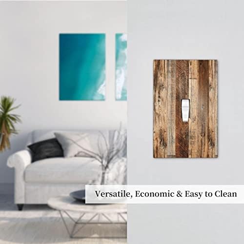 Rustic Brown Wood Light Switch Cover Decorative 1 Gang Single Toggle Switch Plate Covers Farmhouse Vintage Wood Grain Faceplate for Kitchen Bathroom Living Room (Plastic) — view 6