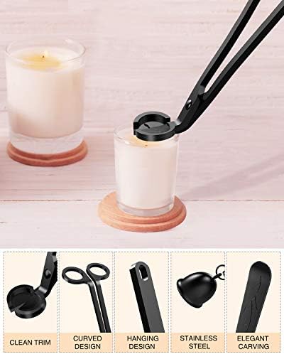 RONXS 3 in 1 Candle Wick Timmer Set, Candle Care Kit with Candle Cutter, Candle Snuffer, Candle Wick Dipper, Stylish Package for Candle Lovers (Black)