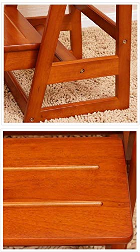 Taburete de escalera de madera maciza plegable con dos peldaños para el hogar 7