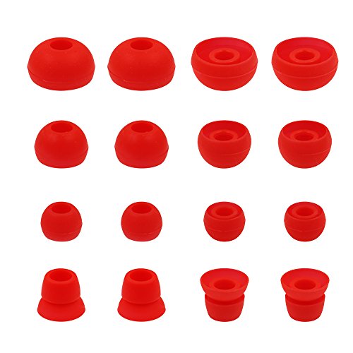 ALXCD Ear Tips for Powerbeats3 Wireless Earphone, SML 3 Sizes 6 Pair Earbud Tips & 2 Pair Double Flange Silicone Replacement Ear Tip Cushion, Fit for Beats Powerbeats 3 Wireless 3 [8 Pair](Red)