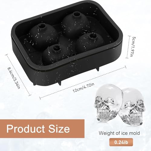 Image of Skull Shape Ice Cube Tray with Funnel | Silicone Ice Cube Mold | Freezer Ice Maker for Cocktails, Whiskey, Bourbon, Juice | Baking Cup Cakes | Perfect for Home,Restaurants & Bar