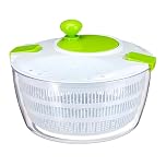 Avilia – Strizza e Asciuga Insalata con Manovella e Ciotola Trasparente da 4 Litri – Scola Verdure Manuale con Cestello Removibile, Sistema di Asciugatura Rapido e Coperchio con Chiusura di Sicurezza