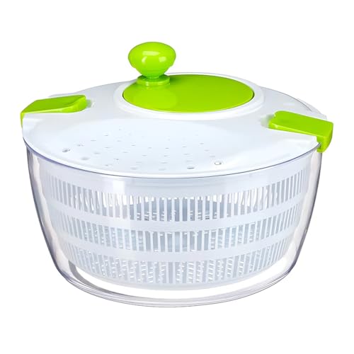 Avilia – Strizza e Asciuga Insalata con Manovella e Ciotola Trasparente da 4 Litri – Scola Verdure Manuale con Cestello Removibile, Sistema di Asciugatura Rapido e Coperchio con Chiusura di Sicurezza